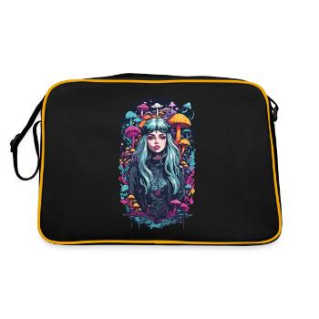 Magical Mushroom Woodland Psytrance Girl Design - Retro Bag - black/gold - Back