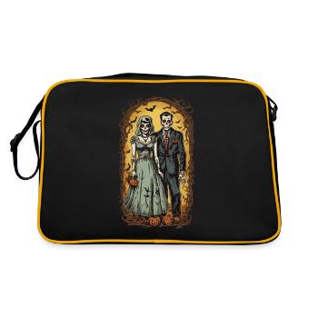 Vintage Halloween Zombie goule jeunes mariés - Sac Retro - noir/or - Dos