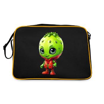Kawaii Alien Strawberry: Extraterrestre mignon - Sac Retro - noir/or - Dos