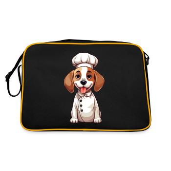Conception de bande dessinée mignonne Beagle Chef - Sac Retro - noir/or - Dos
