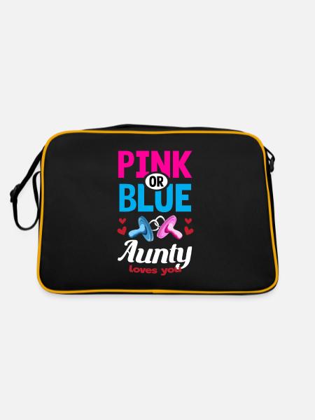 Pink or Blue Aunty Loves You Gender Reveal Party - Retro Tasche - Schwarz/Gold - Hinten