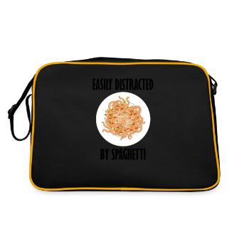 Distracted by Spaghetti Funny Saying Pasta Noodles - Retro Bag - black/gold - Back