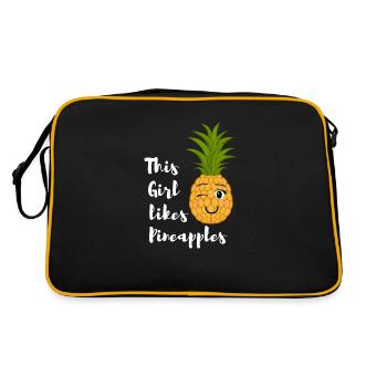 Une fille aime les ananas, les fruits d'été, les - Sac Retro - noir/or - Dos