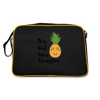 Une fille aime les ananas, les fruits d'été à - Sac Retro - noir/or - Dos