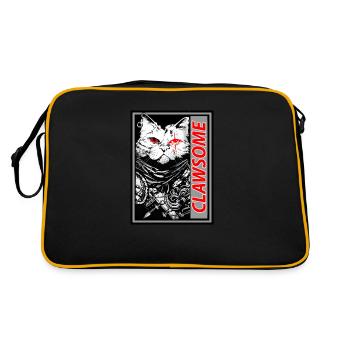 Clawsome Samurai Cat Bold Design For Anime Animal - Retro Bag - black/gold - Back