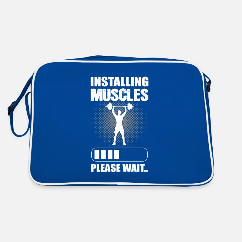 Installing Muscles Please Wait Bodybuilder Retro Tasche
