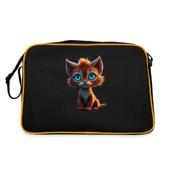 cute and adorable avatar cat with expressive eyes - Retro Bag - black/gold - Back