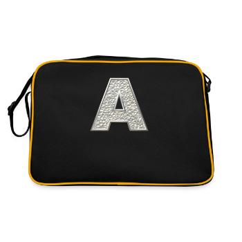 A, letter, letter A, initial, initial A, monogram, - Retro Tasche - Schwarz/Gold - Hinten