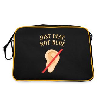 DEAF AWARENESS : Just Deaf Not Rude - Sac Retro - noir/or - Dos