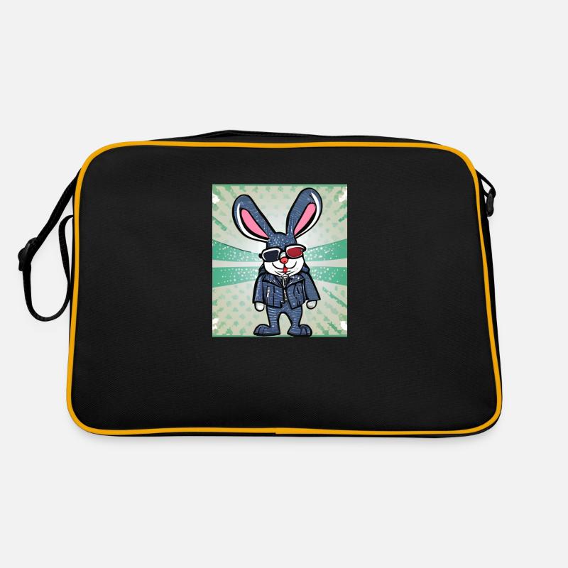 Komischer Hase - Retro Tasche - Schwarz/Gold