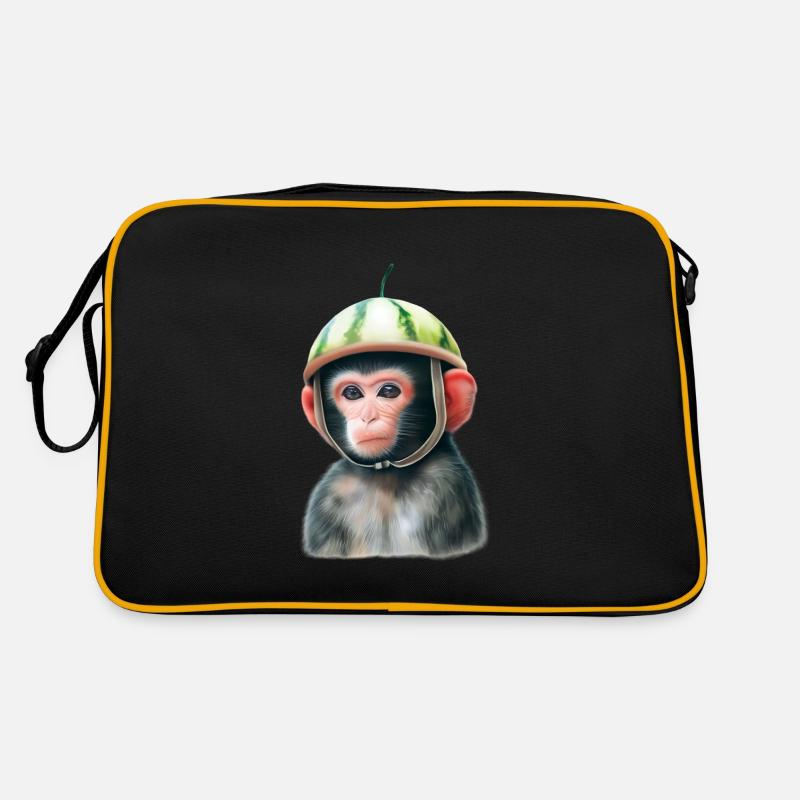 Monkey with watermelon Retro Bag