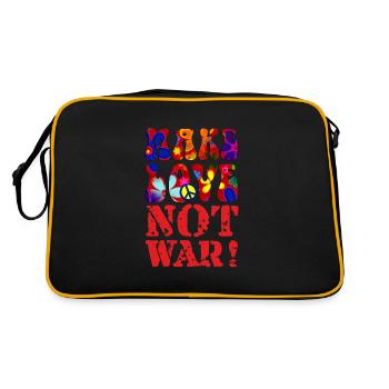 PEACE Message - MAKE LOVE NOT WAR 3 - Retro Tasche - Schwarz/Gold - Hinten