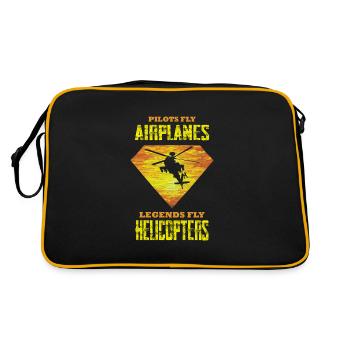 Legends Fly Helicopters Funny Helicopter Pilot - Retro Tasche - Schwarz/Gold - Hinten