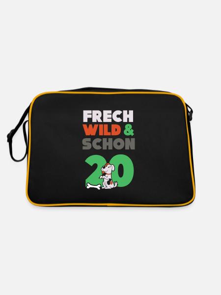 Geschenk 20 Jahre Geburtstag Frau Hund - Retro Tasche - Schwarz/Gold - Hinten
