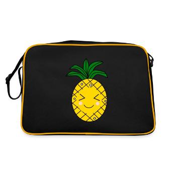 Kawaii Ananas Kawaii Früchte Kawaii Obst - Retro Tasche - Schwarz/Gold - Hinten