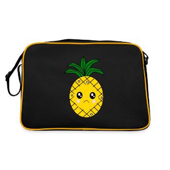 Kawaii Ananas Kawaii Früchte Kawaii Obst - Retro Tasche - Schwarz/Gold - Hinten