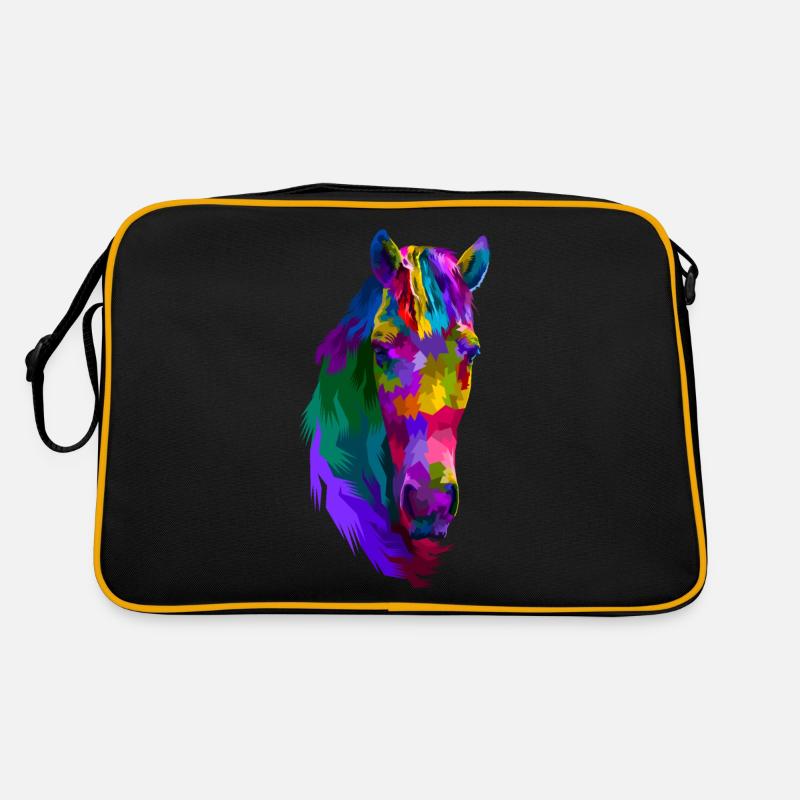 Pferd - Retro Tasche - Schwarz/Gold