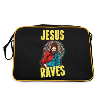 Jesus schwärmt EDM Techno Rave Partei glühen - Retro Tasche - Schwarz/Gold - Hinten