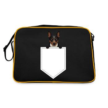 Kelpie-Hund-Geschenk - Retro Tasche - Schwarz/Gold - Hinten