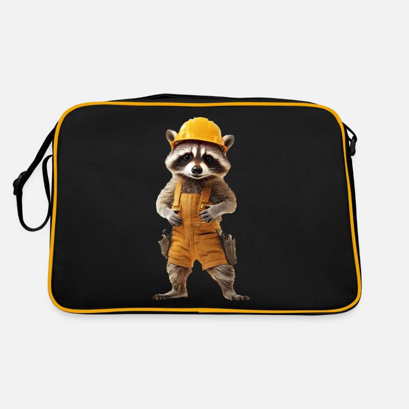 Waschbär - Retro Tasche - Schwarz/Gold