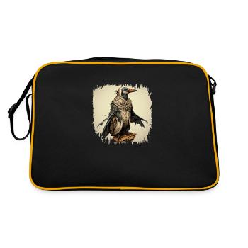 Manchot empereur idée cadeau pingouin roi heureux - Sac Retro - noir/or - Dos