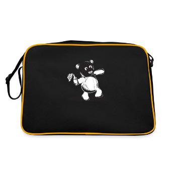Riot Teddy geht auf ne Demo - Retro Tasche - Schwarz/Gold - Hinten