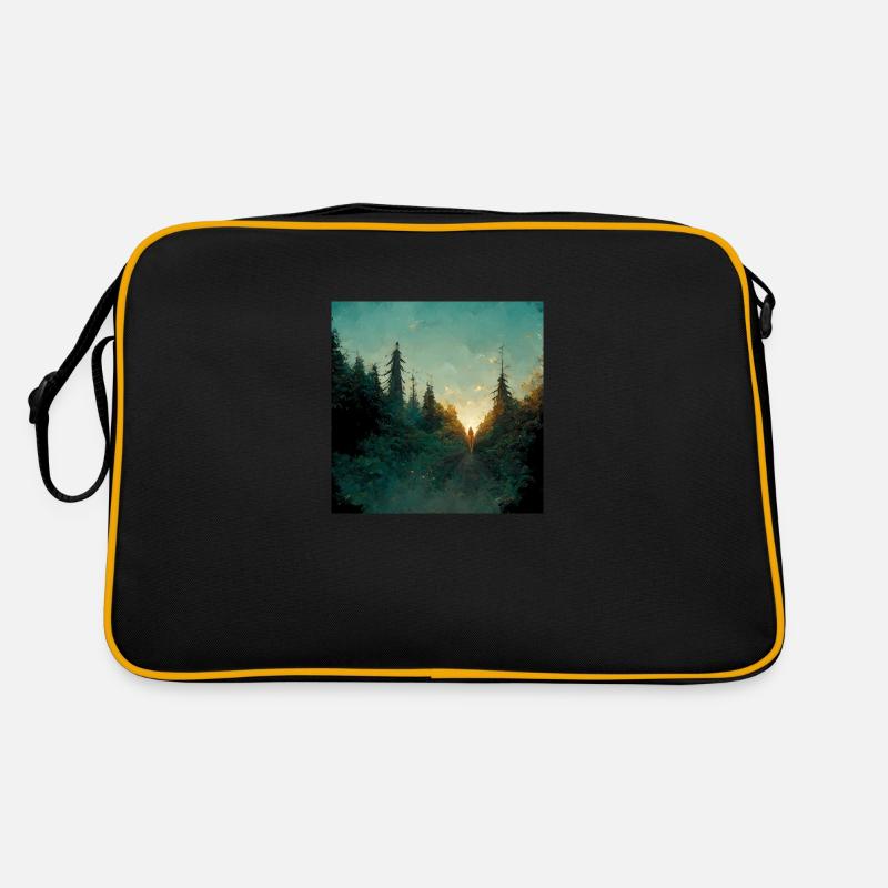 Coucher de soleil dans la forêt Sac Retro