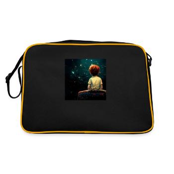 Little Boy Sitting On the Edge of The Universe - Retro Bag - black/gold - Back