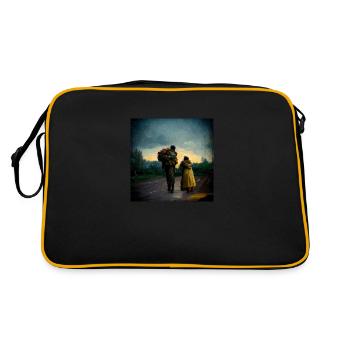 Ukrainian soldier coming home - Retro Bag - black/gold - Back