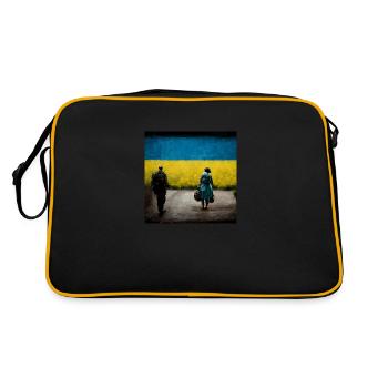 Ukrainian soldier coming home - Retro Bag - black/gold - Back