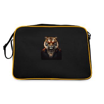 Tigre cool avec lunettes de soleil et collier - Sac Retro - noir/or - Dos