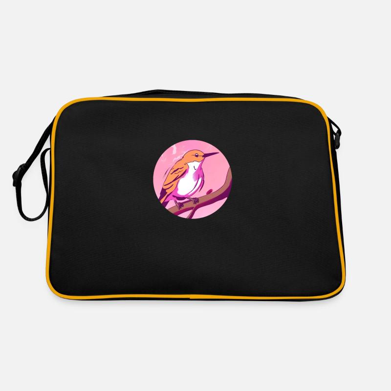 Spring Awakening Bird - Retro Bag - black/gold