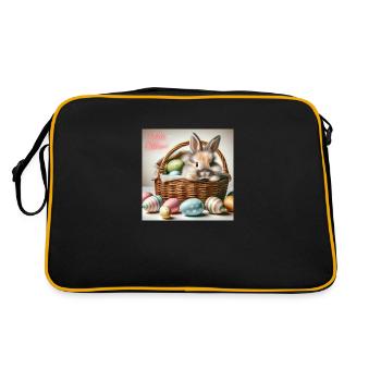 A cute bunny in a basket - Retro Bag - black/gold - Back