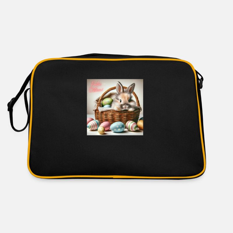 Ein süßer hase im Korb Retro Tasche
