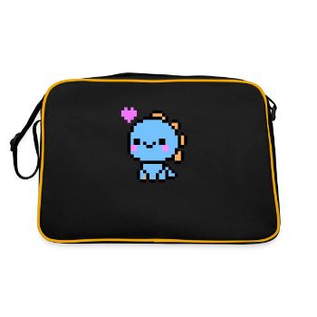 Cute Light Blue Dino - Retro Bag - black/gold - Back