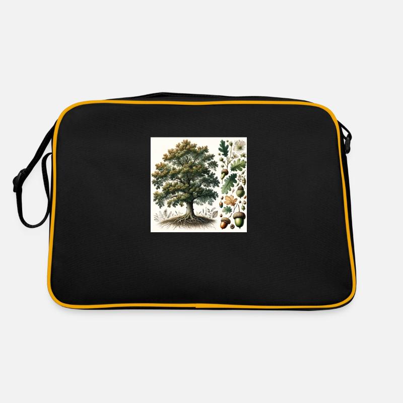 Eiche Botanik - Retro Tasche - Schwarz/Gold