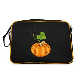 Ripe pumpkin with green leaf - Retro Bag - black/gold - Back