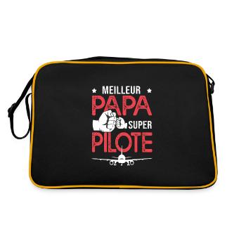 Cadeau papa meilleur papa pilote avion de ligne - Sac Retro - noir/or - Dos