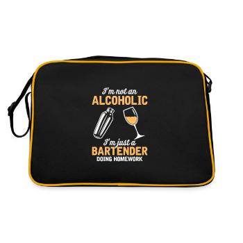 An alcoholic? Homework bartender! - Retro Bag - black/gold - Back