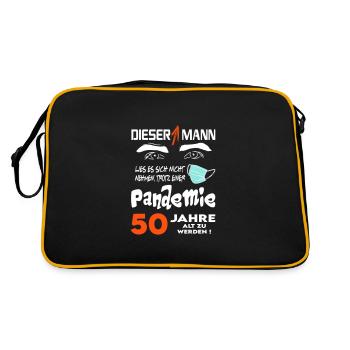 Geburtstag Mann Pandemie Lockdown Corona 50 - Retro Tasche - Schwarz/Gold - Hinten