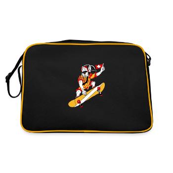 Skateboard, Wiltsch, Frech, Sport, Switzerland - Retro Bag - black/gold - Back