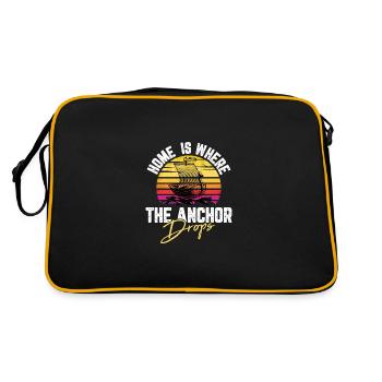 Home Is Where The Anchor Drops Motiv für einen - Retro Tasche - Schwarz/Gold - Hinten