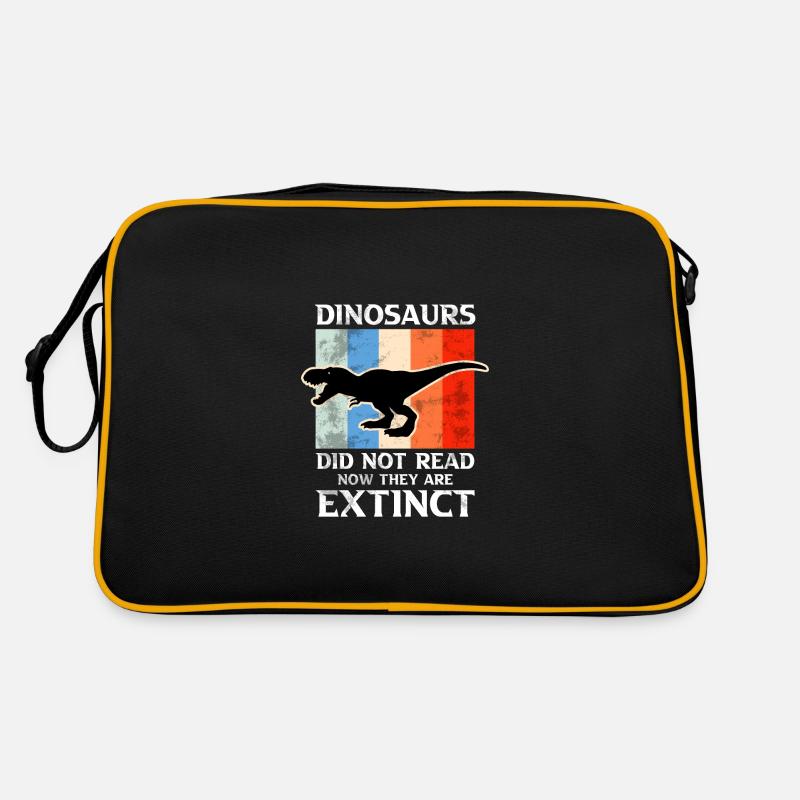 Dinosaurs Did Not Read Now They Are Extinct Motiv - Retro Tasche - Schwarz/Gold