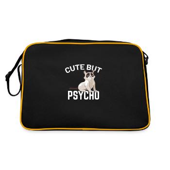 Cute But Psycho Cat Horror Crazy Lover Dad Boy - Retro Tasche - Schwarz/Gold - Hinten