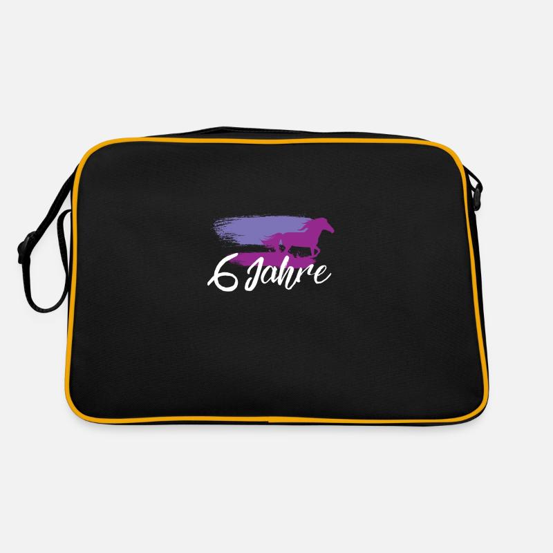 6 Geburtstagsgeschenk 6. Geburtstags Geschenk - Retro Tasche - Schwarz/Gold