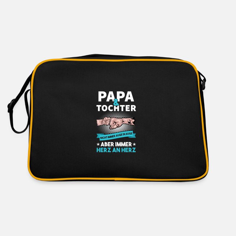 Papa Tochter - Retro Tasche - Schwarz/Gold