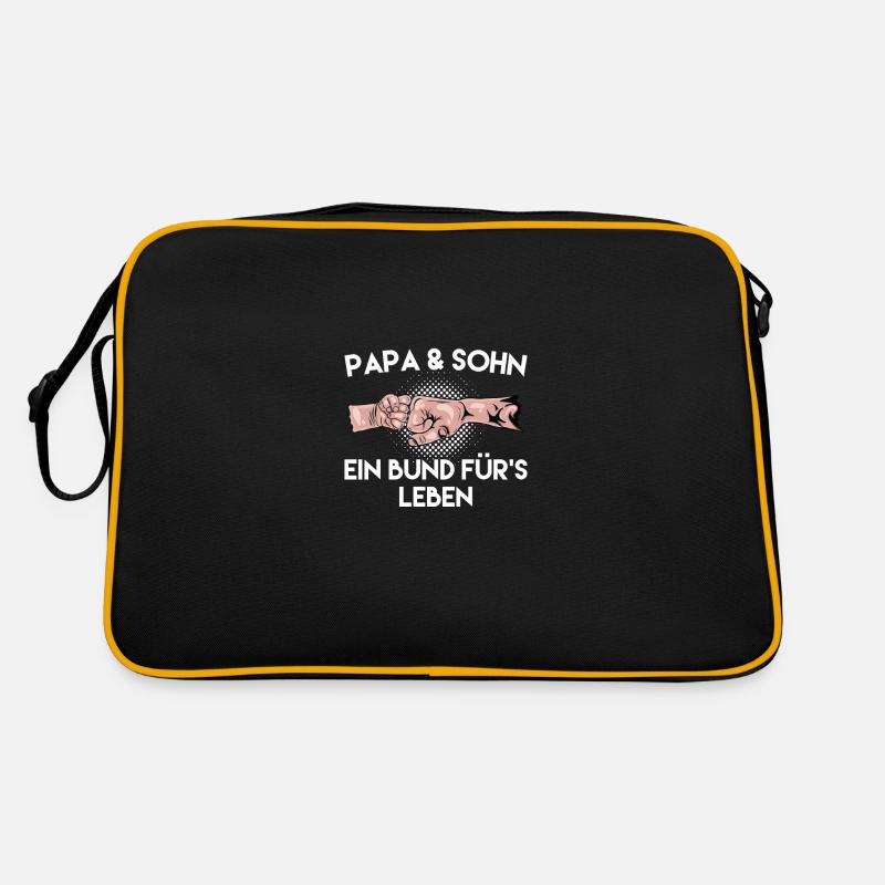 Papa Vater Sohn Danke Stolzer Idee Geschenk Spruch - Retro Tasche - Schwarz/Gold