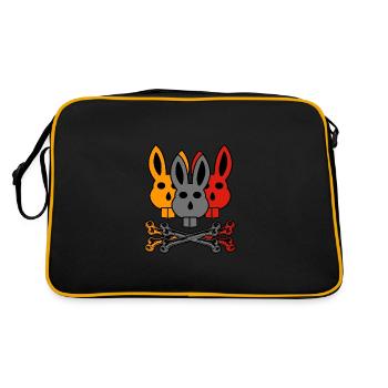 böses Hasi "bad bunny" aesthetic danger style - Retro Tasche - Schwarz/Gold - Hinten