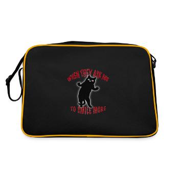 Evil cat funny saying middle finger - Retro Bag - black/gold - Back