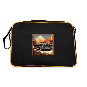 Road Trip,Car,America,Catoon Look - Retro Bag - black/gold - Back
